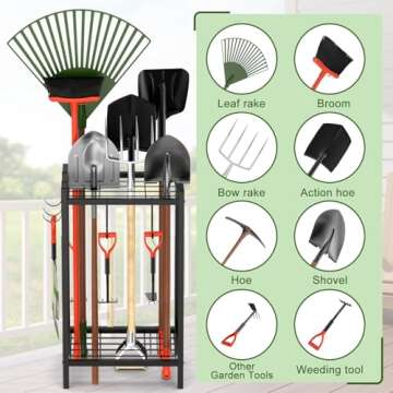 Trieez Durable Alloy Steel Garden Tool Organizer for Efficient Storage