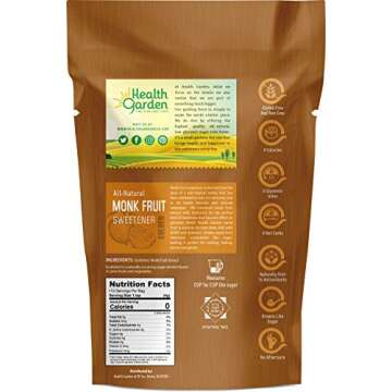 Health Garden Monk Fruit Sweetener - Natural Sugar Substitute
