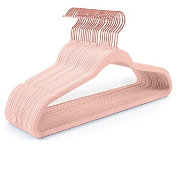 Rose Gold Velvet Hangers Non-Slip Closet Organizers 50 Pack