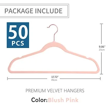 Rose Gold Velvet Hangers Non-Slip Closet Organizers 50 Pack