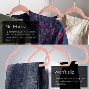 Rose Gold Velvet Hangers Non-Slip Closet Organizers 50 Pack