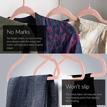 Rose Gold Velvet Hangers Non-Slip Closet Organizers 50 Pack