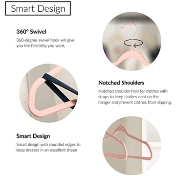 Rose Gold Velvet Hangers Non-Slip Closet Organizers 50 Pack