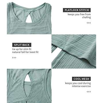 ATTRACO Women Sleeveless Sheer Mesh Camisole Running Muscle Open Back Yoga Tank Tops Green