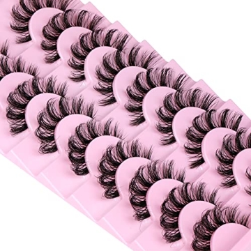 ALPHONSE Natural Look D Curl Faux Mink Eyelashes 9 Pairs