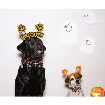 Stylish DOGWONG Halloween Ghost Dog Collar with Bow Tie