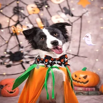 Stylish DOGWONG Halloween Ghost Dog Collar with Bow Tie