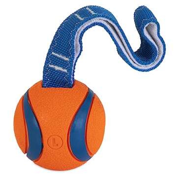 Chuckit! Ultra Tug Dog Toy - Ultra Ball on a Durable Nylon Cord Handle - Fetch and Tug-of-War Toy fo...