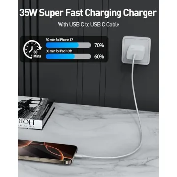35W USB C Fast Charger for iPhone 17 & iPad Pro