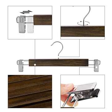 SONGMICS Wooden Pants Hangers - 12 Pack 360° Swivel Hook
