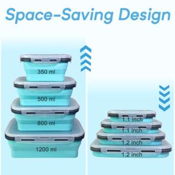 Guyuyii 4 Pack Collapsible Food Storage Containers - Silicone Collapsible Leakproof Bowls with Lids ...