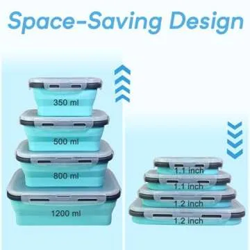 Guyuyii 4 Pack Collapsible Food Storage Containers - Silicone Collapsible Leakproof Bowls with Lids ...