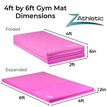 Z Athletic Folding Mat for Gymnastics and Tumbling, 4 Ft x 6 Ft x 2 In