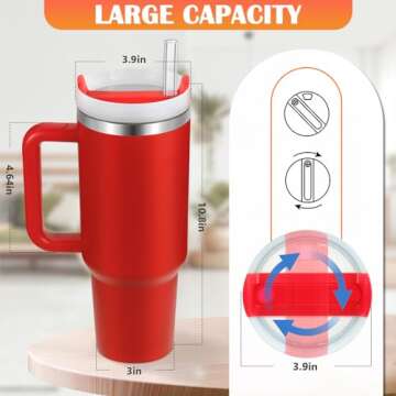 BELYQLY New Version 40oz Stainless Steel Vacuum Insulated Tumbler with Lid and Straw for Water, Smoothie and More, Iced Tea or Coffee (Christmas Red)
