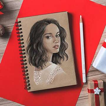 PANDAFLY White Charcoal Pencils Drawing Set, Professional 5 Pieces White Sketch Pencils for Drawing, Sketching, Shading, Blending, White Chalk Pencils for Beginners & Artists