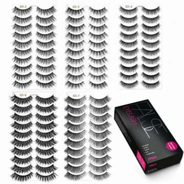 Eliace Eyelashes, (50 Pairs,5 Styles) Faux Mink Lashes Natural Look Wispy Fluffy Handmade Cat Eye Fa...