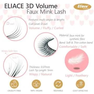 Eliace Eyelashes, (50 Pairs,5 Styles) Faux Mink Lashes Natural Look Wispy Fluffy Handmade Cat Eye False Lash Pack, False Eyelashes Set, Fake Lashes Strips, Makeup Fake Eyelashes Pack