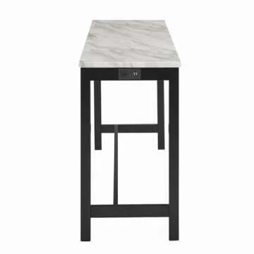 New Classic Furniture Celeste Faux Marble Theater Table with 3 Bar Stool Set, Black Base