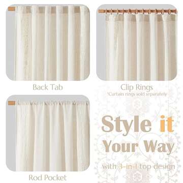 jinchan Boho Curtains for Bedroom Ivory Vintage Floral Farmhouse Curtains 84 Inches Long Linen Blend Drapes for Living Room Embroidered Light Filtering Drapes Rod Pocket Ivory on Beige 2 Panels