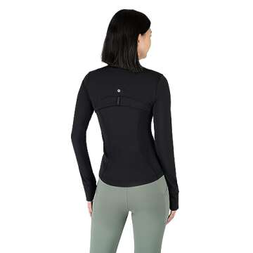 90 Degree By Reflex Women's Lightweight, Full Zip Running Track Jacket - Black Fleece Lined - Medium