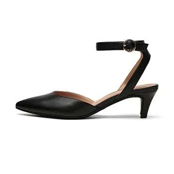 DREAM PAIRS Kitten Heels for Women Low Heel Dress Shoes Wedding Dress Closed Toe Pump Shoes Luna,Size 8,Black,DPU215
