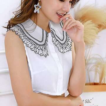 YAKEFJ Women’s Fake collar false collar Half Shirt Blouse Collar Detachable Collar