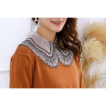 YAKEFJ Women’s Fake collar false collar Half Shirt Blouse Collar Detachable Collar