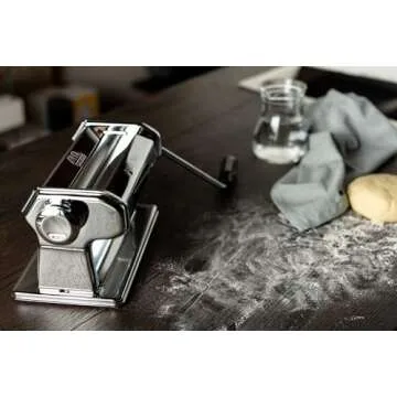 MARCATO 8342 Atlas Pasta Dough Roller, Made in Italy, Includes 180-Millimeter Pasta Roller with Hand Crank and Instructions, Silver