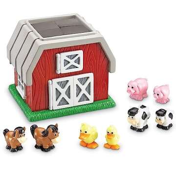 Learning Resources Hide-N-Go Moo, Farm Animal Toy, Barn Toys for Toddlers, 9 Pieces, Ages 2+