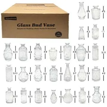 Glass Bud Vases Set of 25,Small Clear Vases for Flowers, Vintage Vases in Bulk for Centerpieces,Mini Glass Vase Assorted for Rustic Wedding,Floral Arrangements,Home Table Decorations