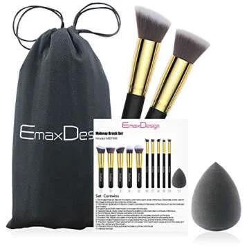 EmaxDesign 10+1 Makeup Brush Set for Flawless Application