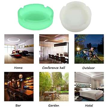 Silicone Ashtray HOWDIA Luminous Ash Tray, Small Ashtrays for Outside Patio Glow In The Dark Ashtray Cute Home Ash Trays High Temperature Heat Resistant, 3 Pack