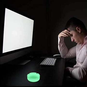 Silicone Ashtray HOWDIA Luminous Ash Tray, Small Ashtrays for Outside Patio Glow In The Dark Ashtray Cute Home Ash Trays High Temperature Heat Resistant, 3 Pack