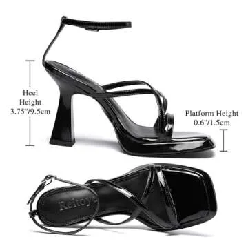 Reitoye Stylish Black Block Heel Sandals for Women