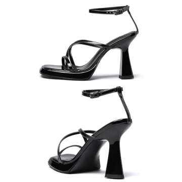 Reitoye Stylish Black Block Heel Sandals for Women