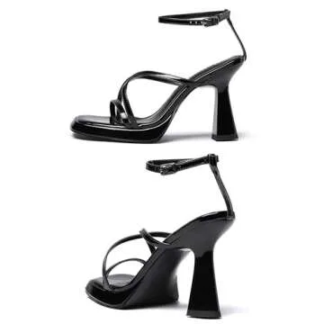 Reitoye Stylish Black Block Heel Sandals for Women