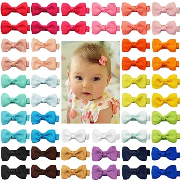 CÉLLOT Baby Hair Clips 50 Pieces 25 Colors in Pairs Baby Girls Fully Lined Baby Bows Hair Pins Tiny...