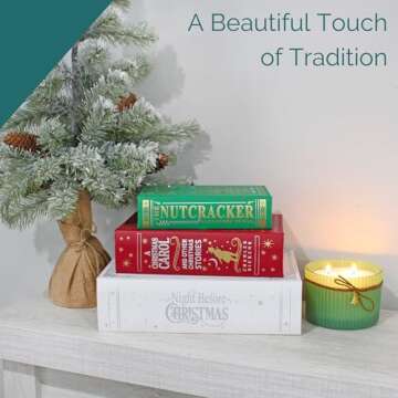 Decorae Magic Nesting Christmas Books (Set of 3); Russian Doll Style Hidden Books, Holiday Themed Fake Books