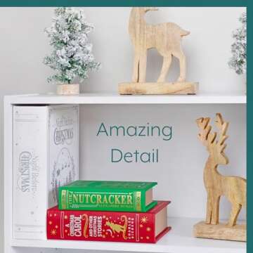 Decorae Magic Nesting Christmas Books (Set of 3); Russian Doll Style Hidden Books, Holiday Themed Fake Books