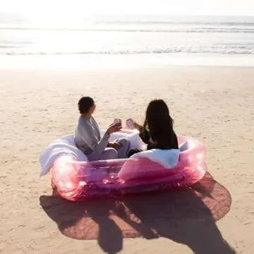 FUNBOY Giant Inflatable Luxury Clear Pink Heart Kiddie Pool, Year-Round Fun for Ball Pits, Swimming Pools, a Summer Pool Party and the Beach