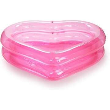 FUNBOY Giant Inflatable Luxury Clear Pink Heart Kiddie Pool, Year-Round Fun for Ball Pits, Swimming Pools, a Summer Pool Party and the Beach