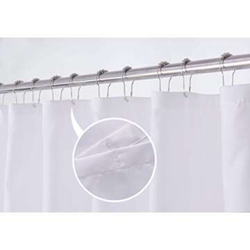 N&Y HOME Fabric Shower Curtain Liner Solid White with Magnets, Hotel Quality, Machine Washable, 70 x...