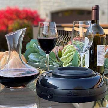 Aerisi Auto Wine Aerator System with Glass Decanter - Premium Electric Automatic Wine Aerating to bring out your favorite wines full flavor potential