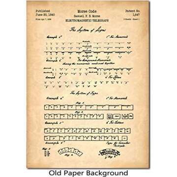 Morse Code Patent Print Art - Unique Wall Art