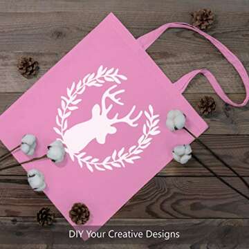 TOPDesign 5-Pack Economical 16"x15" Baby Pink Cotton Tote Bag, Lightweight Medium Reusable Grocery Shopping Cloth Bags, Suitable for DIY, Advertising, Promotion, Gift, Activity