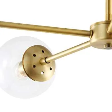 Light Society Grammercy 5-Light Chandelier Pendant, Brushed Brass with Clear Glass Globes, Classic Mid Century Modern Lighting Fixture (LS-C228-BRS-CLR)