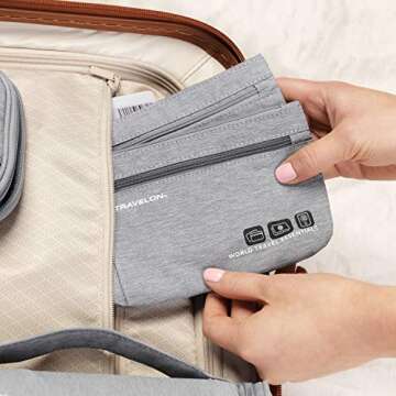 Travelon Travelon World Travel Essentials Set Of 2 Currency and Passport Organizers Travel Tote, Peacock Teal