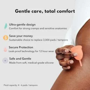 Lena Sensitive Menstrual Cup, Soft Reusable Period Cup, Tampons,Period Underwear and Menstrual Pads Alternative, Feminine Care, FSA Eligible, Silicone Menstrual Cups, Made in USA, Small, Clear