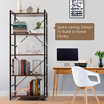 Haton 5-Tier Industrial Bookshelf for Home and Office