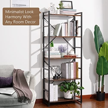 Haton 5-Tier Industrial Bookshelf for Home and Office